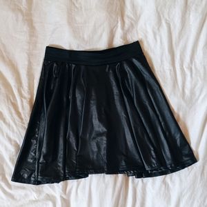 Faux Leather Skater Skirt